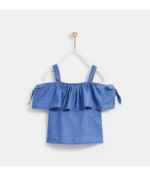 Blue Trendy Cap Sleeves Top And Skirt